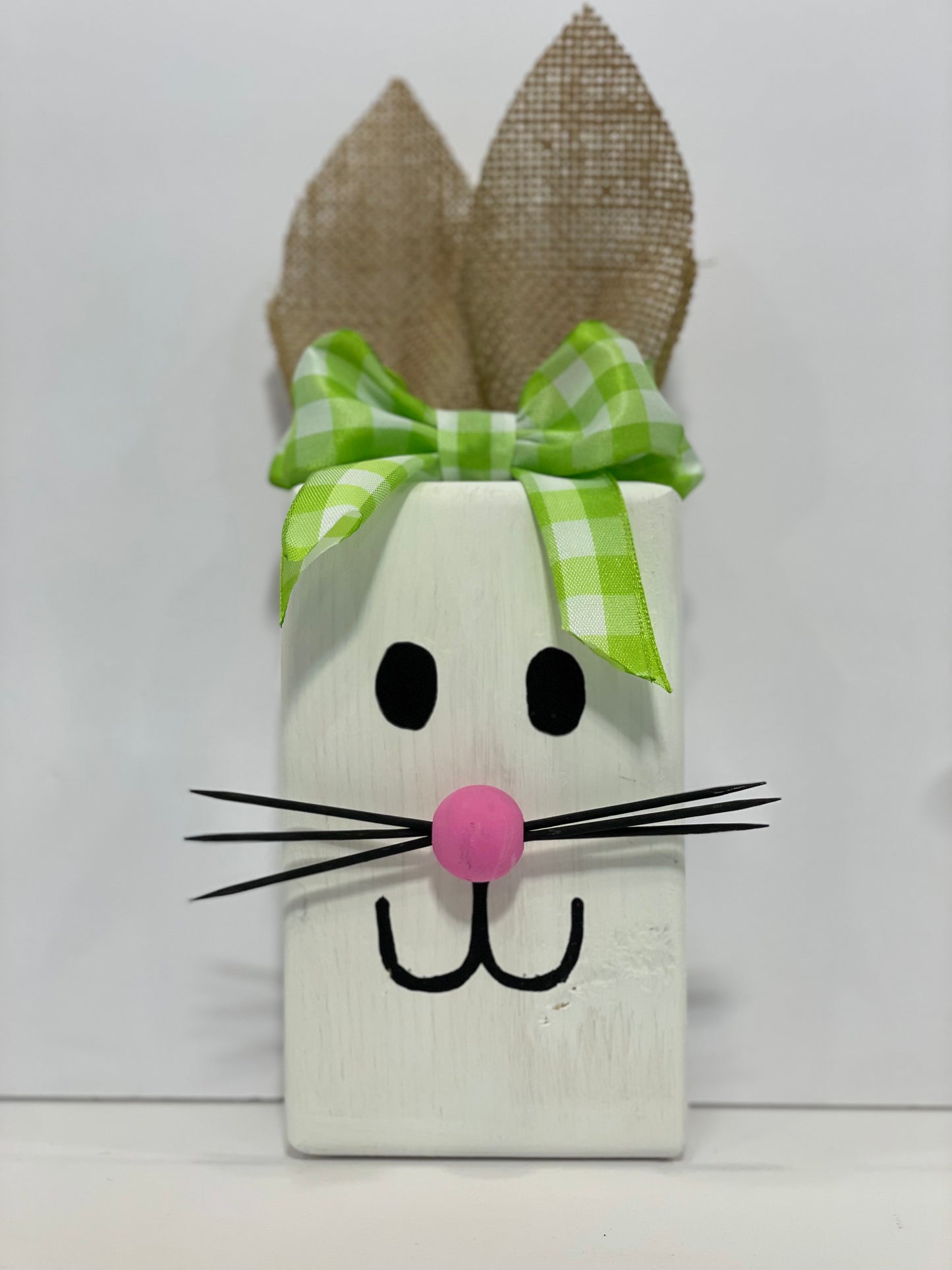 Block Bunny - White with Green + White Check