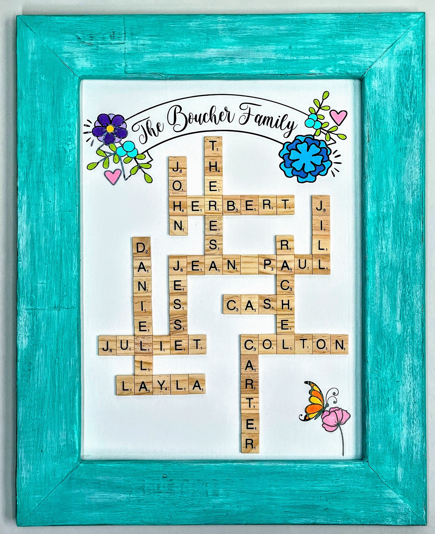 Custom - Framed Family Scrabble Art