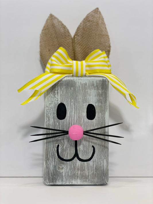 Block Bunny - Grey with Yellow + White Stripes