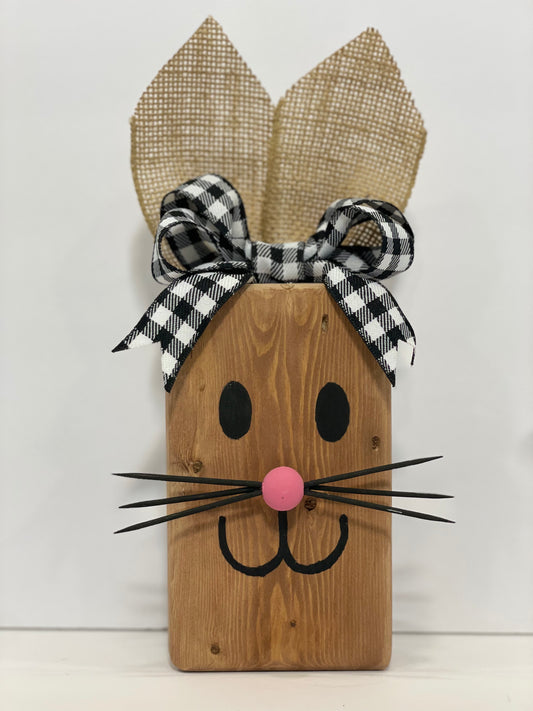 Block Bunny - Brown with Black + White Check