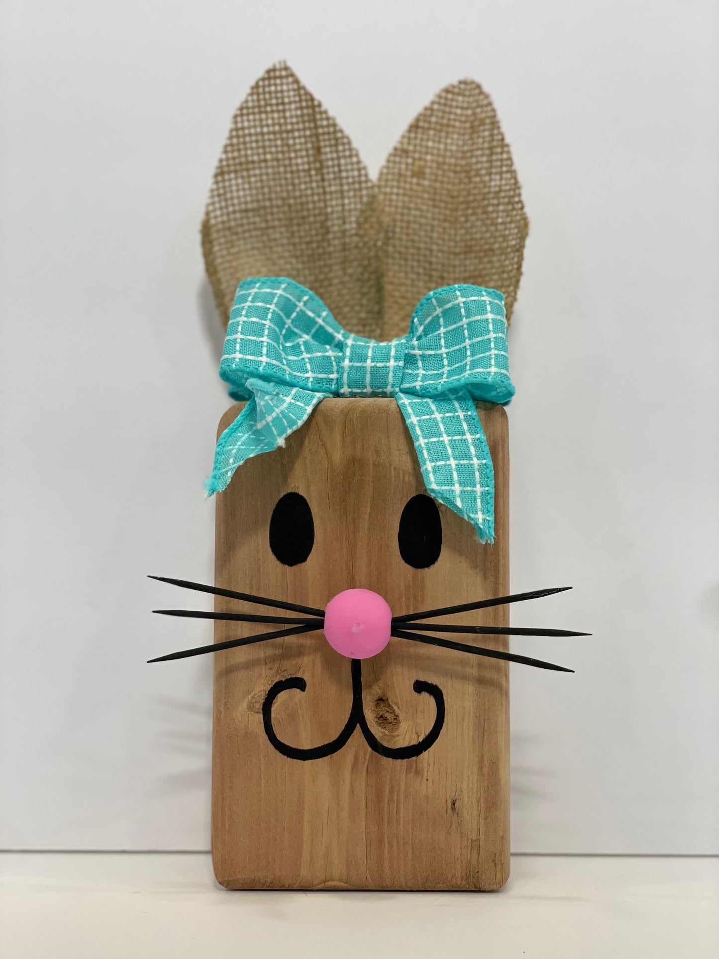 Block Bunny - Brown with Teal + White Check