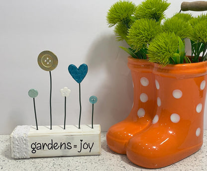 Expression Blocks - Gardens = Joy - White with Teals