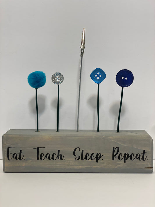 Thank You Teacher Photo Holder - Eat Teach Sleep Repeat - Blues