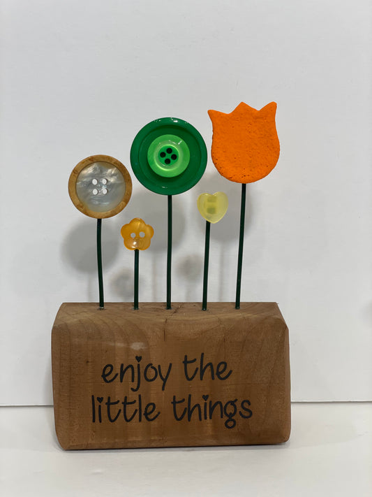 Expression Blocks - Enjoy the Little Things - Brown with Green + Orange