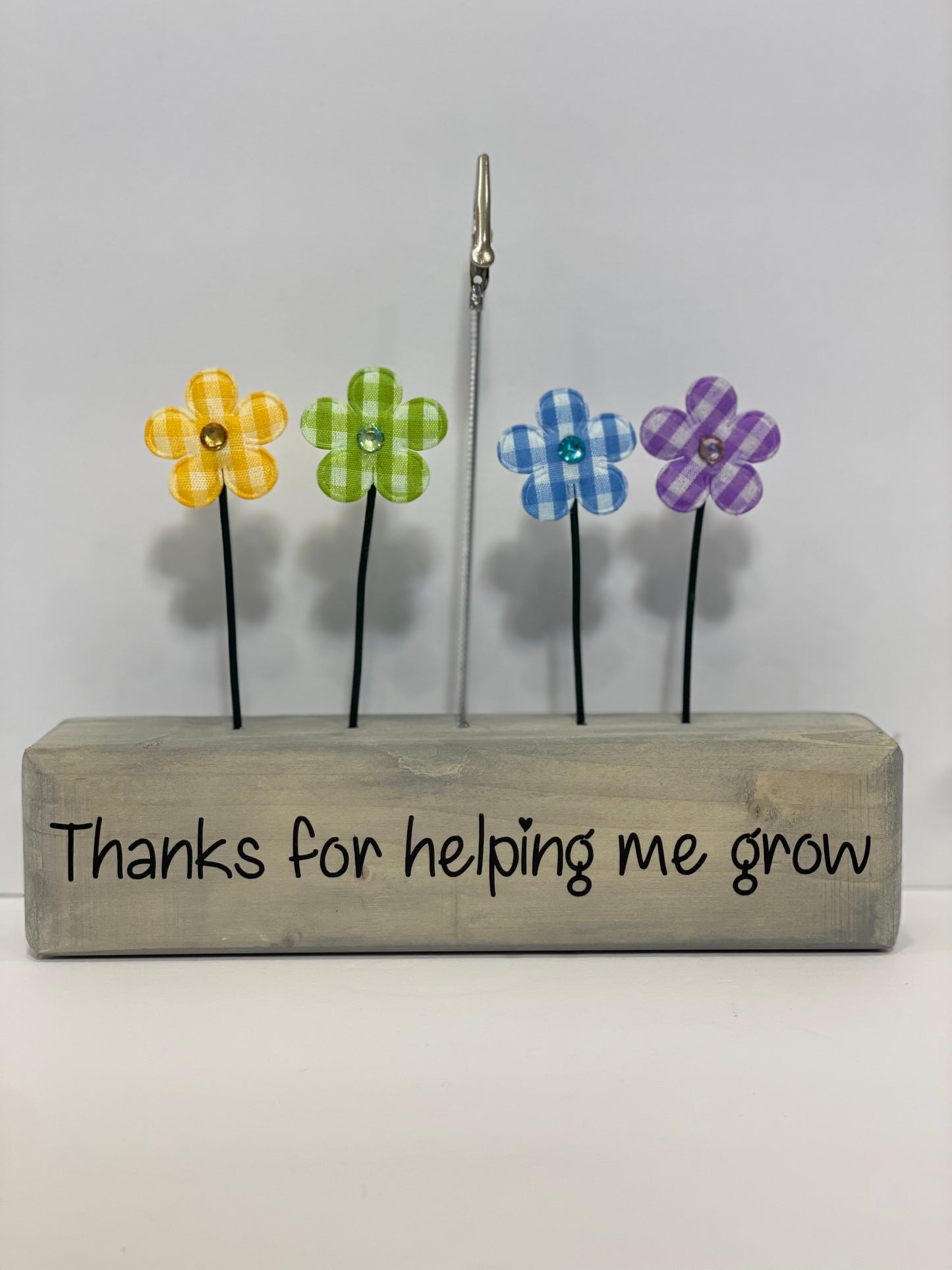 Thank You Teacher Photo Holder - Thanks for Helping Me Grow - Grey