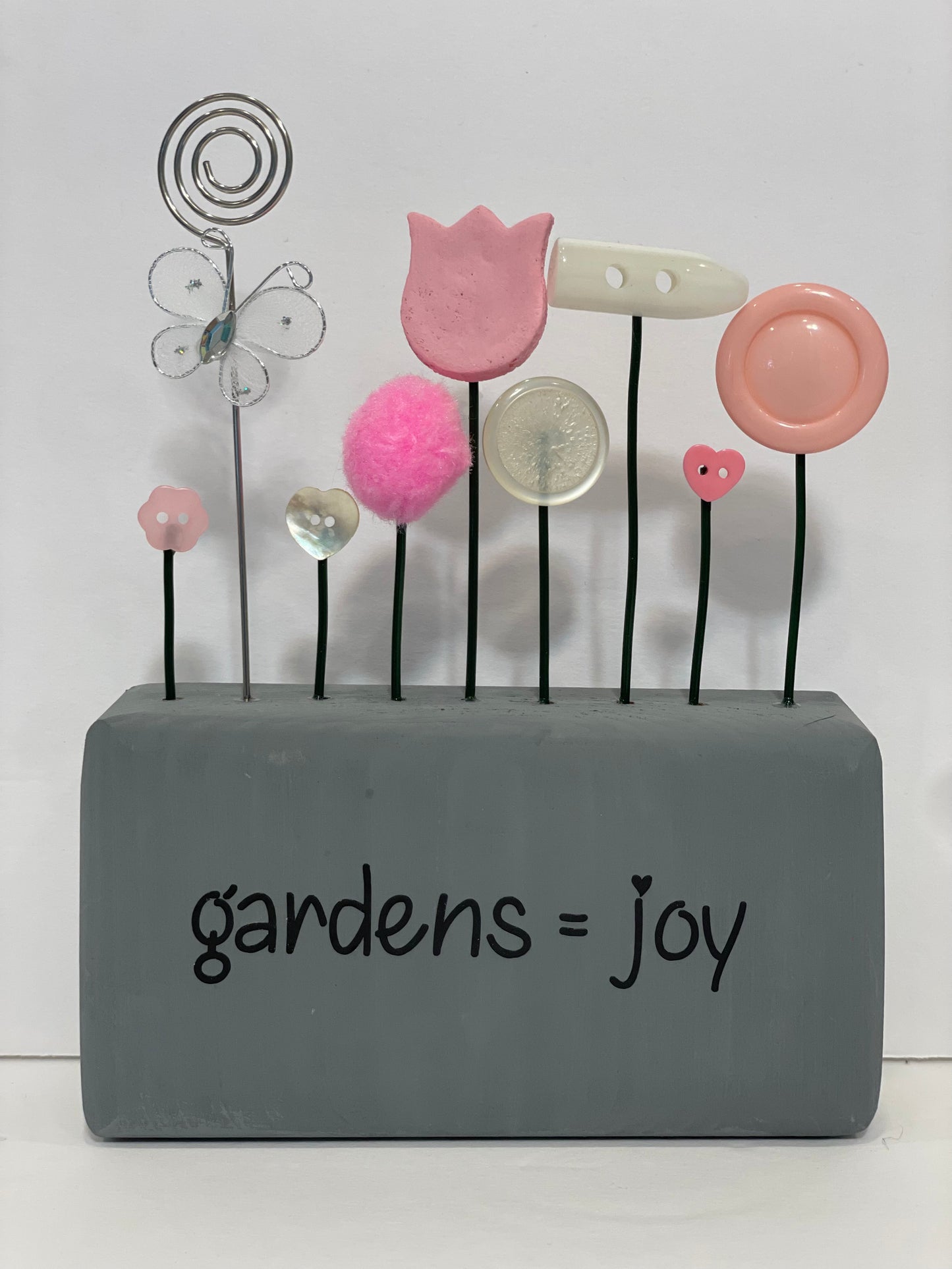 Expression Blocks - Gardens = Joy - Grey with Pinks + Whites