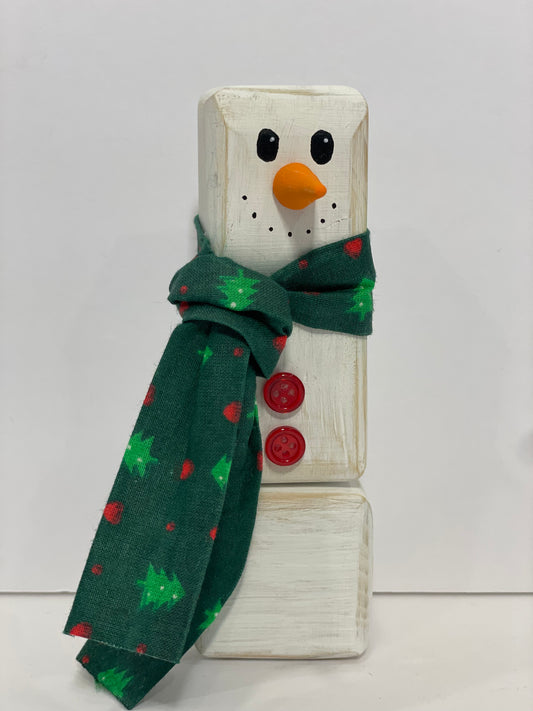 Holiday Delights Decor - Stacked Snowman - Green Scarf