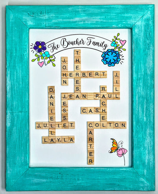 Custom - Framed Family Scrabble Art