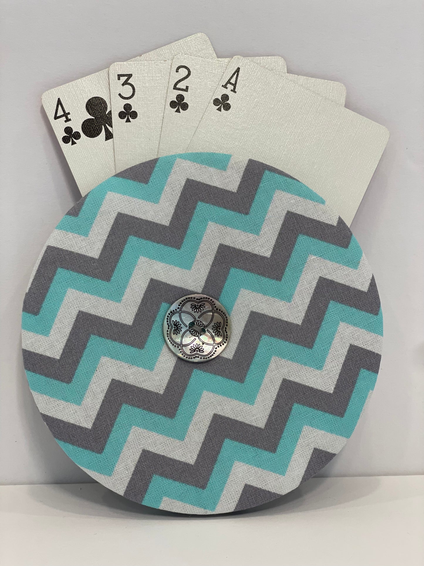 Handy Helper Cardholder - Grey, White, Teal Zig Zag