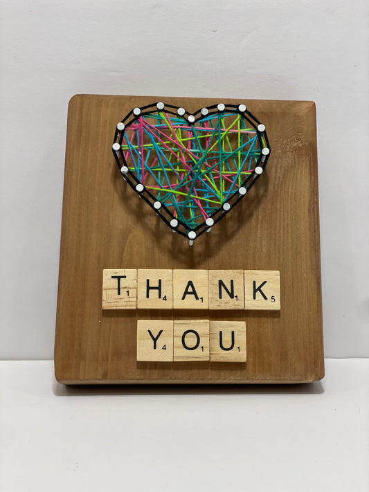 String Art - Thank You - Rainbow Heart