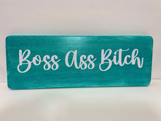 Expression Blocks - Boss Ass Bitch - White on Aqua