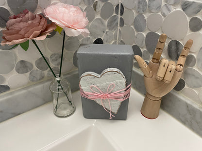 Love Blocks - Grey with White + Pink