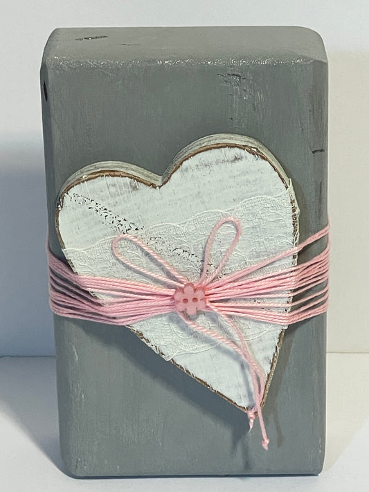 Love Blocks - Grey with White + Pink