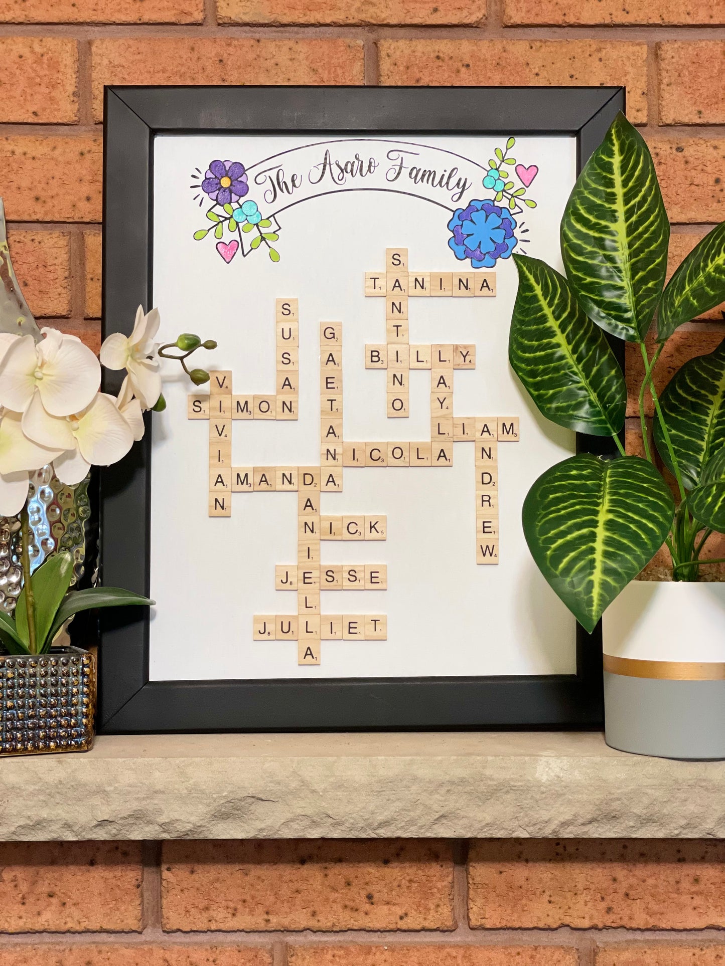 Custom - Framed Family Scrabble Art