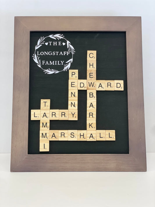 Custom - Framed Family Scrabble Art