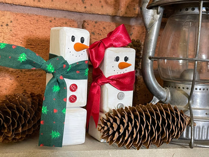 Holiday Delights Decor - Stacked Snowman - Red Bow